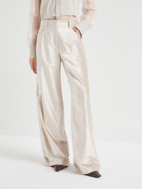 Brunello Cucinelli Cotton and viscose sleek velvet loose trousers