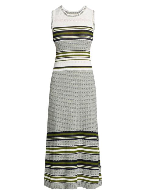 VERONICA BEARD Women's Dawna Striped Open-Knit A-Line Midi-Dress - Navy Cactus Off White