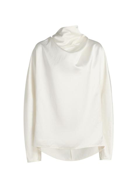 TOTEME Women's Satin Cowl Neck Blouse - White