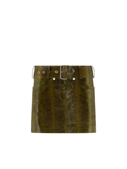 AYERS PRINTED GOAT LEATHER BELTED MINI SKIRT