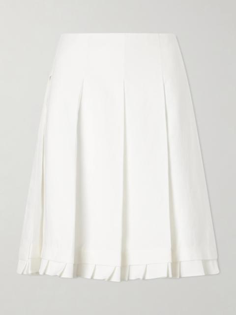 SHUSHU/TONG Pleated Linen Midi Skirt