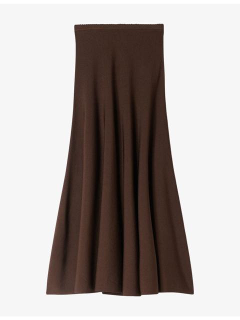 Sandro Flared Sheer-Effect Woven Maxi Skirt