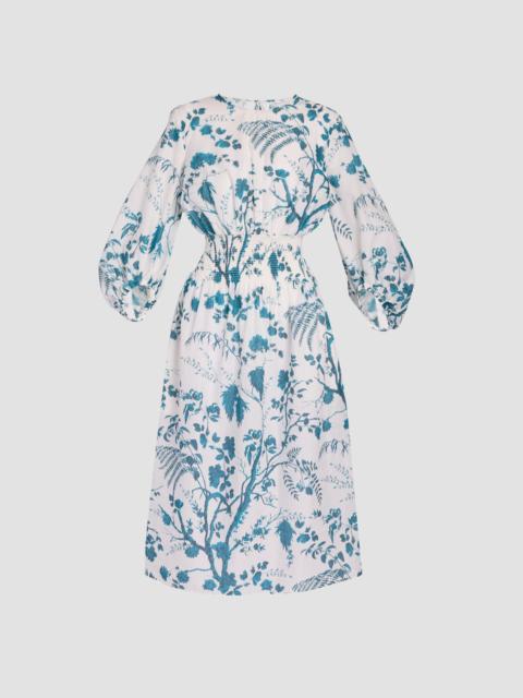 Erdem BOTANICAL PRINT COTTON LINEN MIDI DRESS