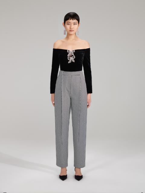 self-portrait Velvet Bow Top