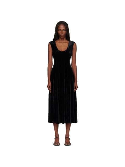 GUIZIO Black Leila Velvet Midi Dress