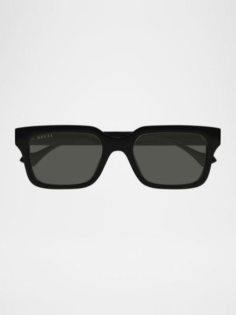 GUCCI Men's Transparent Rectangle Sunglasses