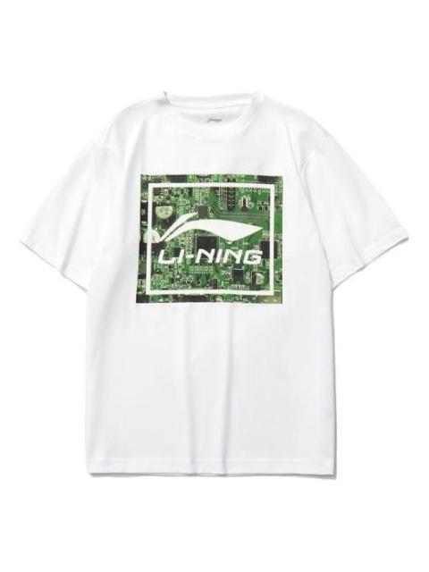 Li-Ning Li-Ning Big Graphic Loose Fit T-shirt 'White Green' AHSR339-4