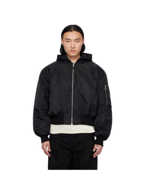 entire studios Black Hooded Broad Bomber Jacket