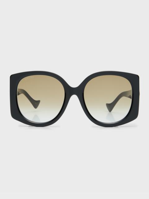 GUCCI Raised Interlocking GG Acetate Butterfly Sunglasses