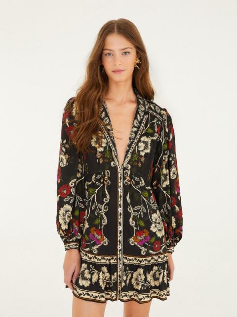 FARM RIO Black Rococo Flowers Lenzing™ Ecovero™ Viscose Mini Dress