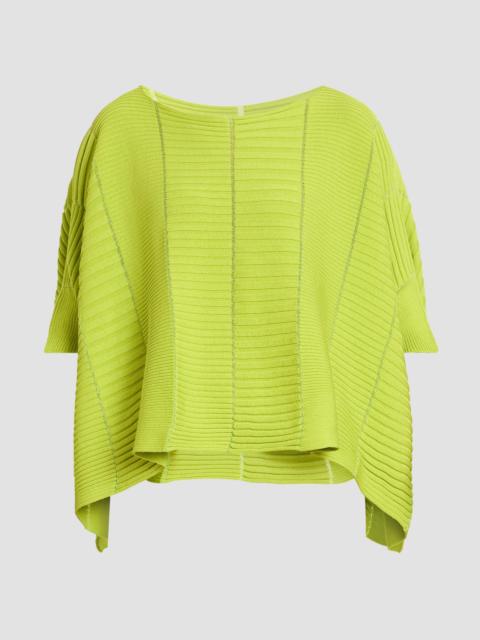 ISSEY MIYAKE Women's Column Knit Cotton-Blend Top - Parakeet Green