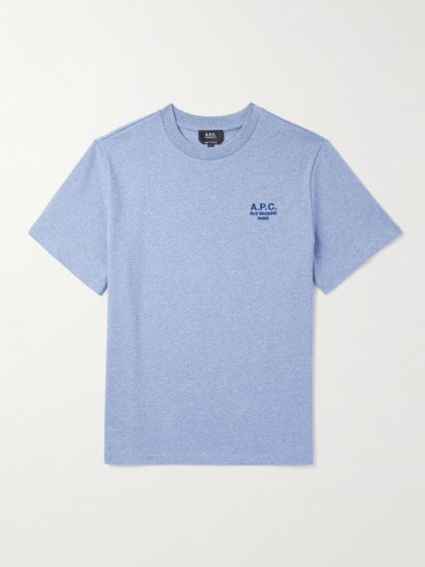 A.P.C. Logo-Embroidered Cotton-Jersey T-Shirt Blue