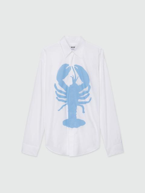 MSGM White poplin shirt with "Lobster" print