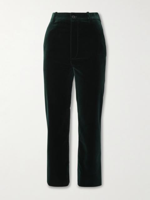 SAINT LAURENT Cropped Cotton-velvet Slim-leg Pants