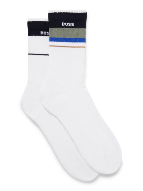BOSS TWO-PACK OF QUARTER-LENGTH LOGO SOCKS WITH STRIPES