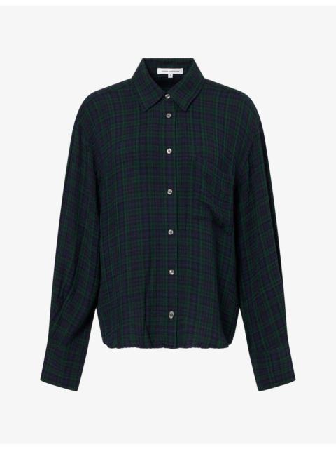 GOOD AMERICAN The Crinkle Check Woven Shirt
