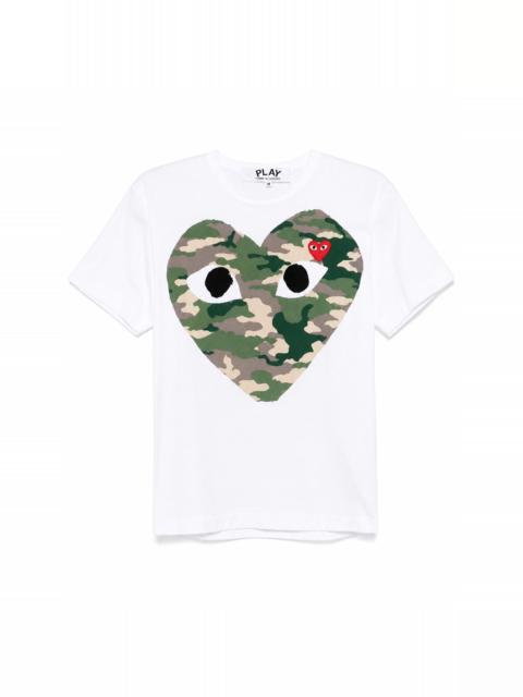 Comme des Garçons PLAY UNISEX SHORT SLEEVE CAMOUFLAGE SHIRT RED HEART - WHITE