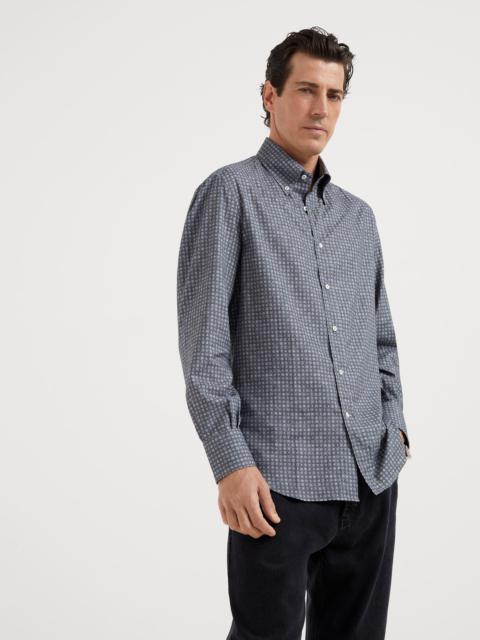 Geometric print basic fit shirt with button-down collar