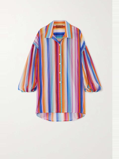Striped cotton and silk-blend voile shirt