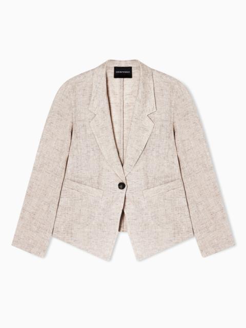 EMPORIO ARMANI LINEN-BLEND CHAMBRAY JACKET