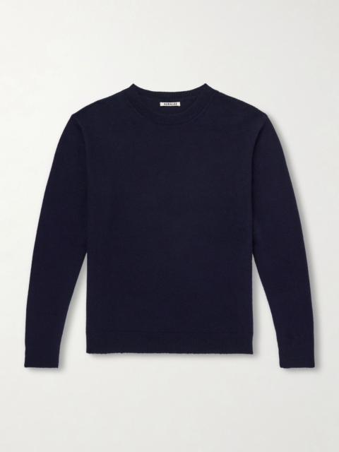 AURALEE Brushed Cashmere and Cotton-Blend Sweater Navy
