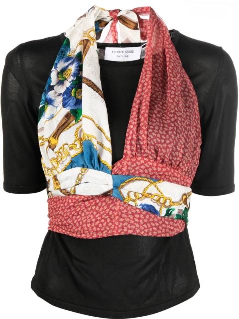 Marine Serre twisted-scarf hybrid knit top