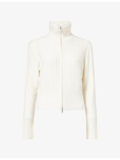 GOOD AMERICAN Funnel-Neck Cable-Knit Cardigan