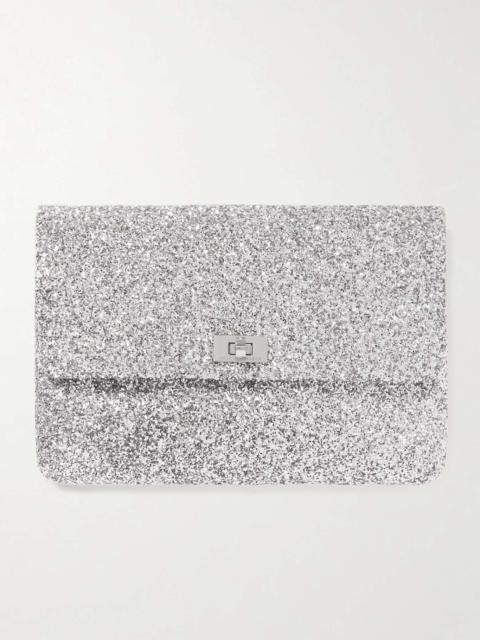 Valorie glittered leather clutch