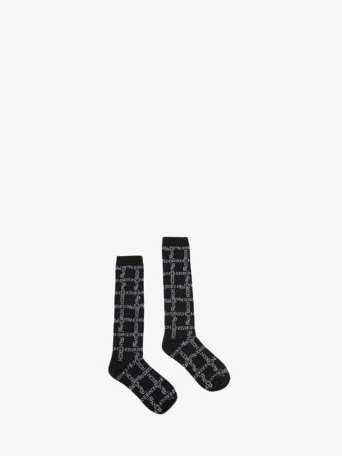 JW Anderson LOGO GRID LONG ANKLE SOCKS