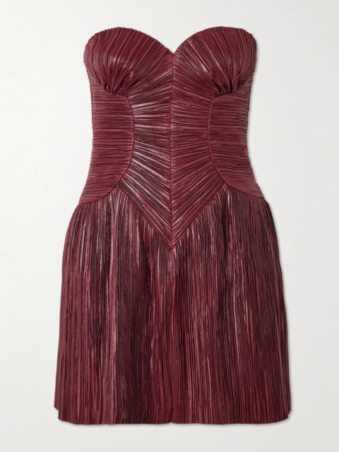 Cult Gaia Nella Strapless Plissé-satin Mini Dress