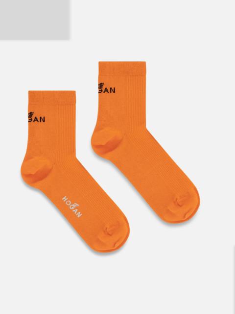 HOGAN Solid Color Socks Orange