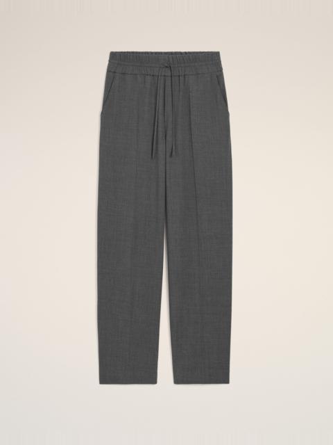 AMI Paris GREY ELASTICATED-WAIST WOOL TROUSERS
