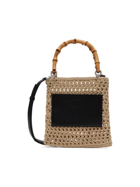 Jil Sander Beige Bamboo Woven Small Bag
