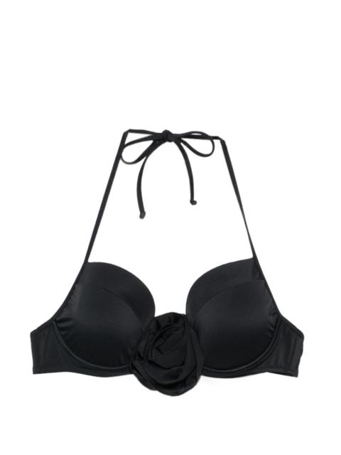 Moschino floral-appliqué halterneck bikini top