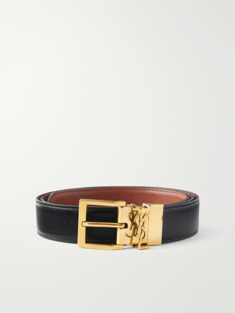 SAINT LAURENT 3cm Reversible Leather Belt