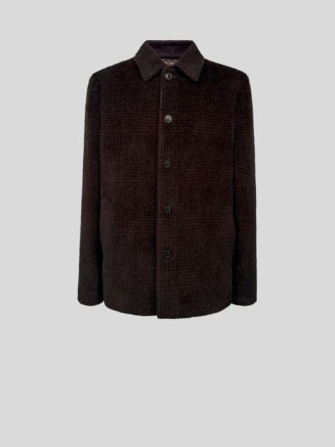 Etro WOOL AND ALPACA WOOL PEA COAT WITH CHECK MOTIF