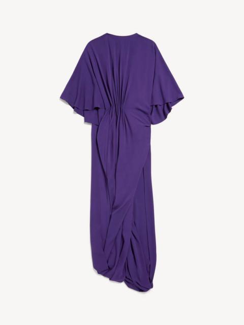 BALENCIAGA Women's Short Sleeves Draped Dress in Purple