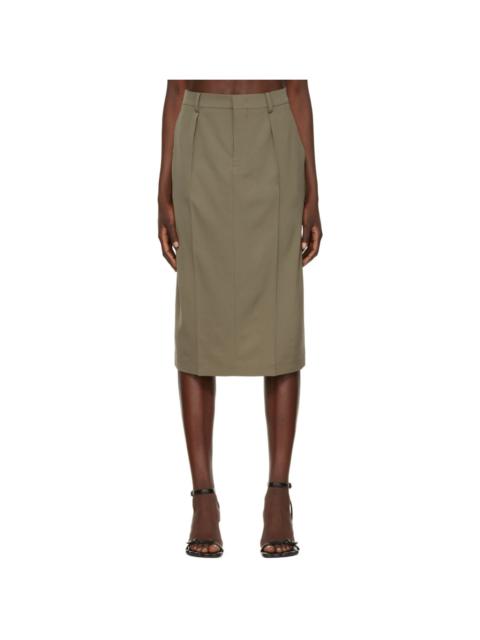 Jean Paul Gaultier Khaki Wool Skirt