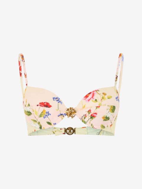 Roberto Cavalli Miami Flowers Print Bikini Top