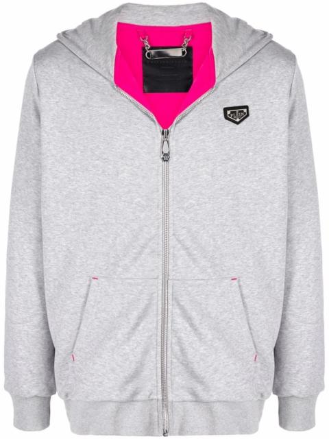logo-patch zip-up hoodie