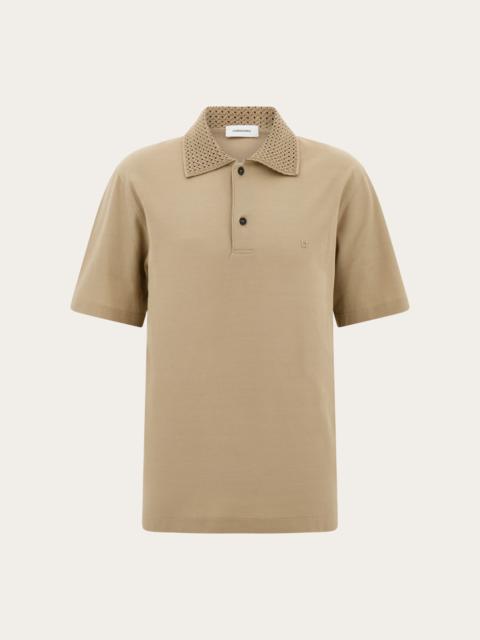 FERRAGAMO Polo shirt with knitted collar