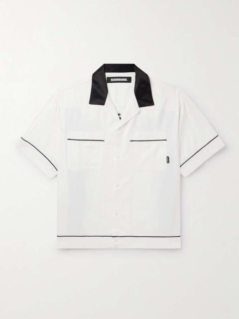 NEIGHBORHOOD Cropped Camp-Collar Satin-Trimmed Embroidered Twill Shirt