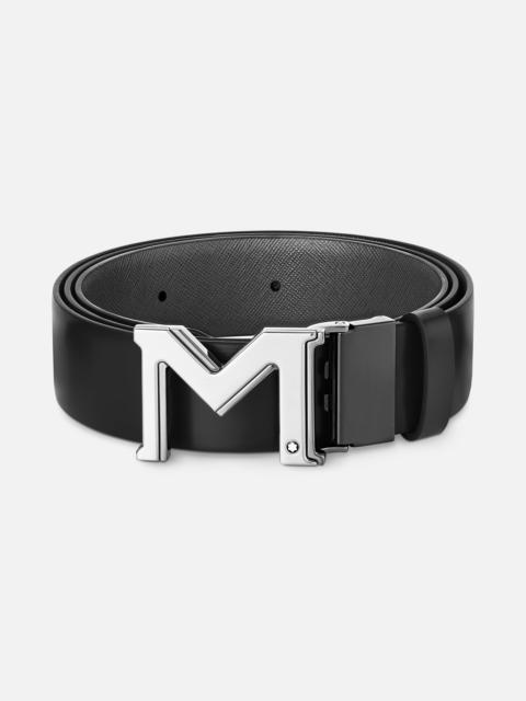 Montblanc M buckle black/gray 35 mm reversible leather belt
