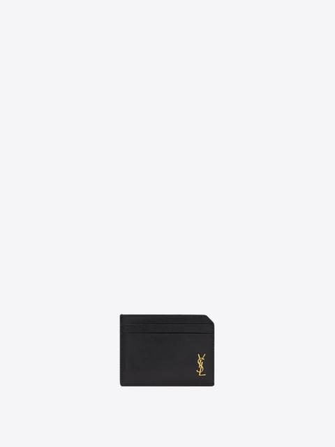 SAINT LAURENT tiny cassandre open card case in shiny leather