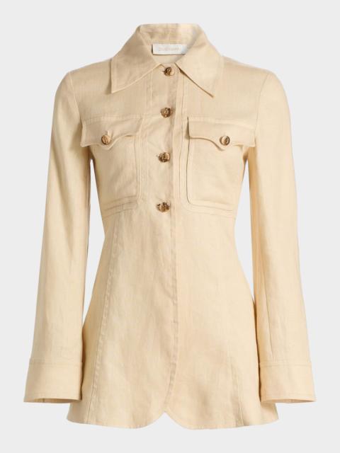 Zimmermann Carousel Belted Linen Shirt