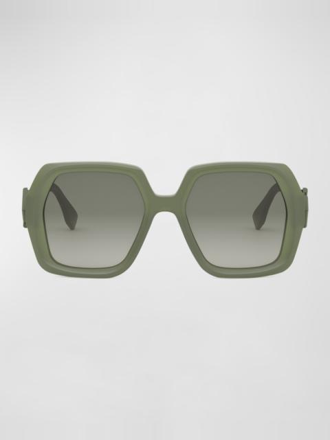 FENDI Fendi Diamond Green Acetate Square Sunglasses