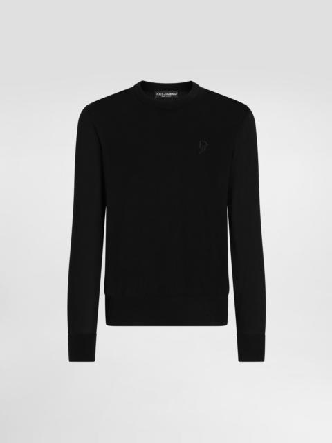 Dolce & Gabbana Silk round-neck sweater with DG embroidery