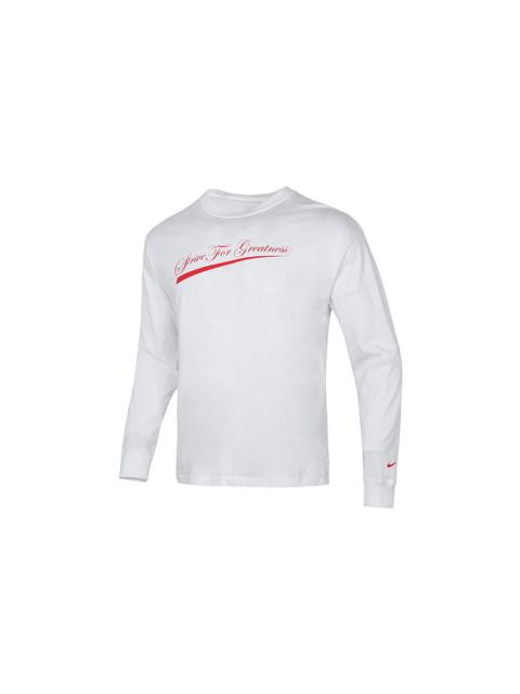 Nike Men's Nike Lbj Nk Lion Ls Max90 Tee Alphabet Printing Sports Round Neck Long Sleeves White T-Shirt D