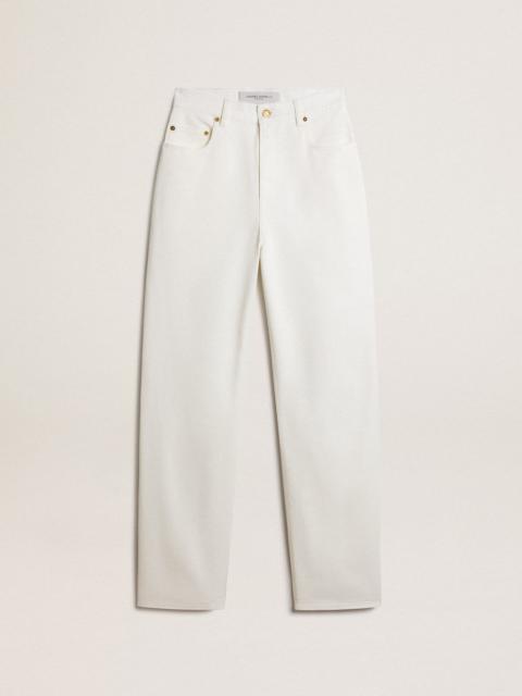 Women's optical white-colored cotton denim pants