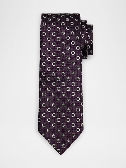 ZEGNA Men's Woven Medallion Silk Tie